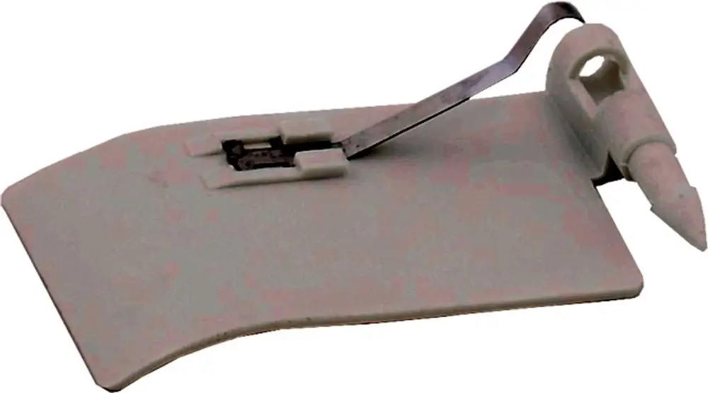 Luftklappe mit Feder, mögliches Zubehörteil für Wolf Premio 01-Brenner, in neutraler Farbe, mit Mechanismus zur Steuerung des Luftstroms.